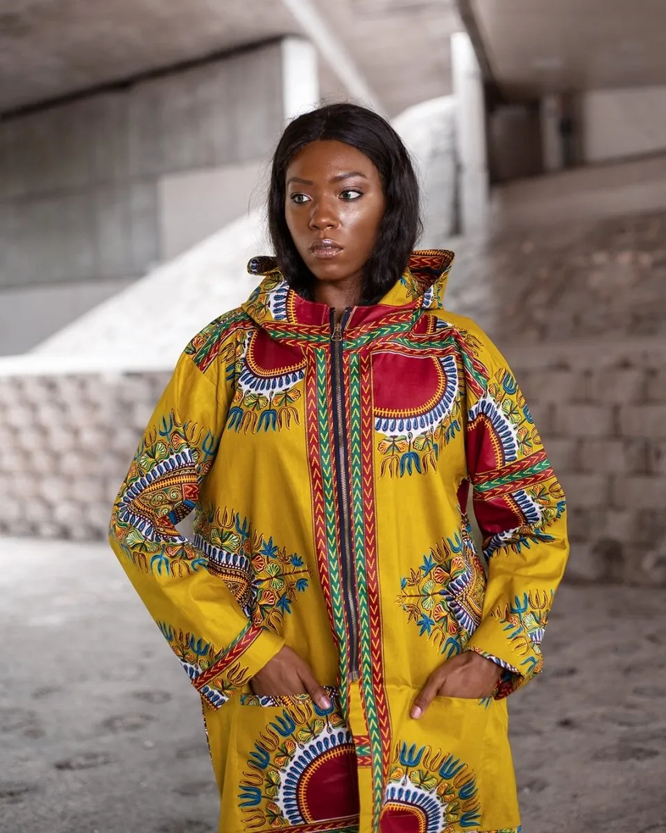 Oversized African Hoodie In Iconic Dashiki