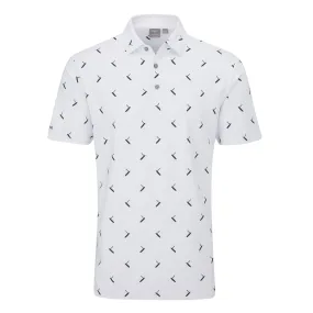 Ping Gold Putter Printed Golf Polo Shirt - White/Navy Multi