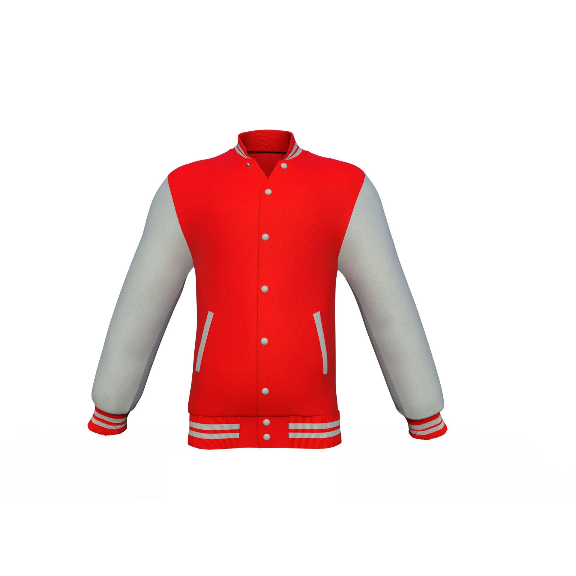 Red Varsity Letterman Jacket with Grey Sleeves