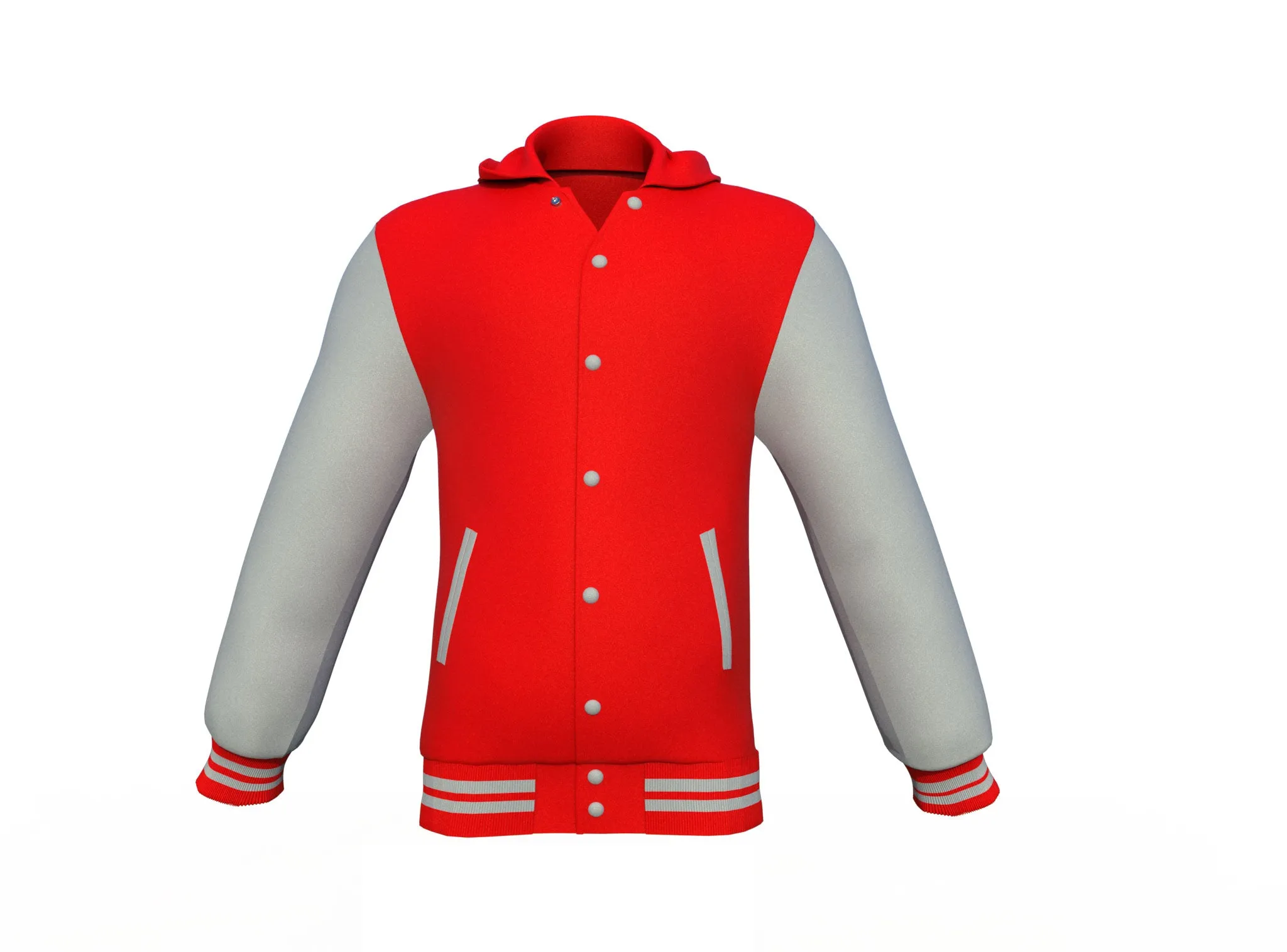 Red Varsity Letterman Jacket with Grey Sleeves