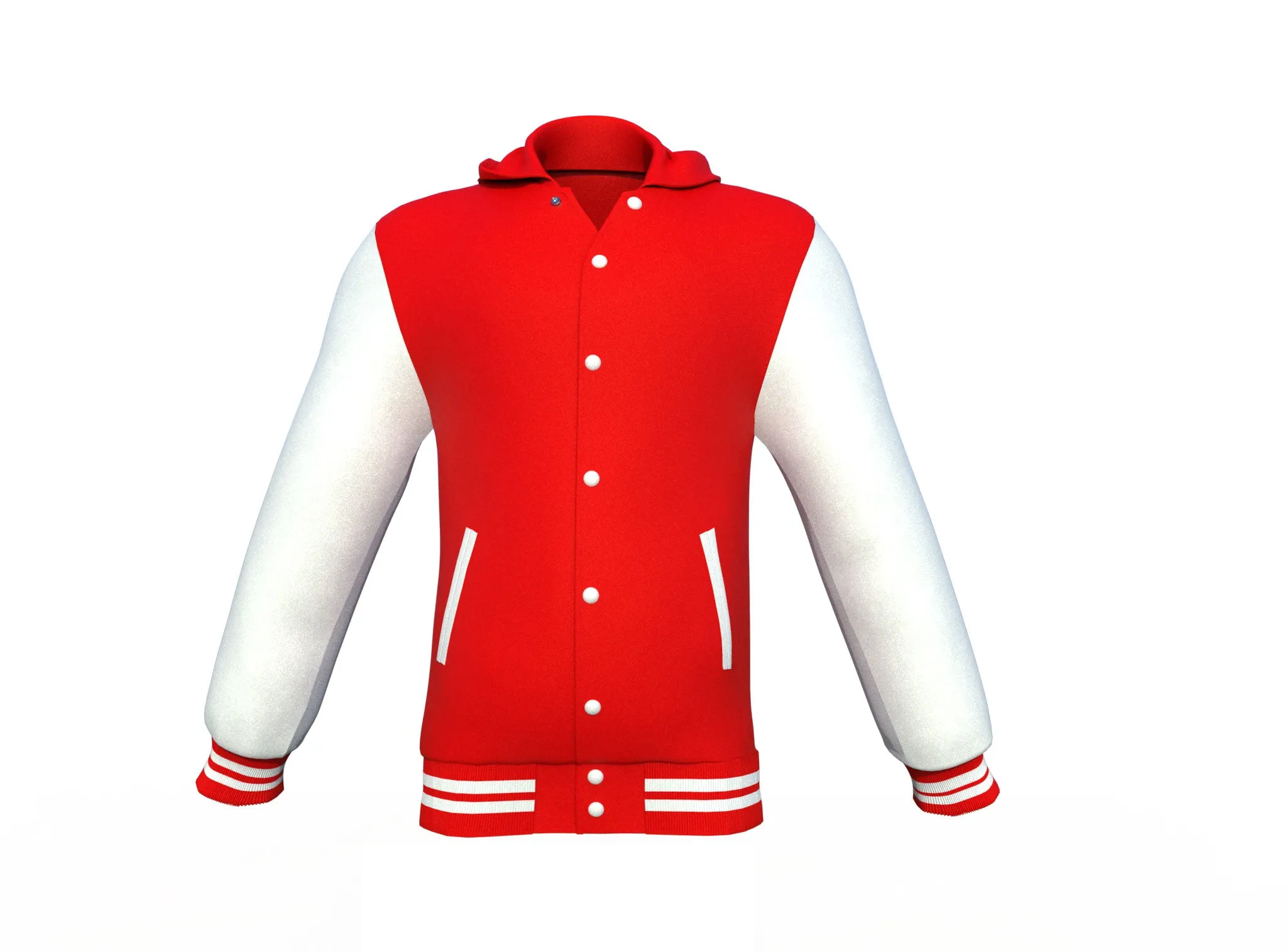 Red Varsity Letterman Jacket with White Sleeves