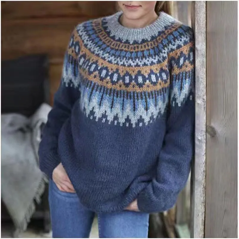 Retro Fall Knit British Crew Neck Striped Pullover Sweaters