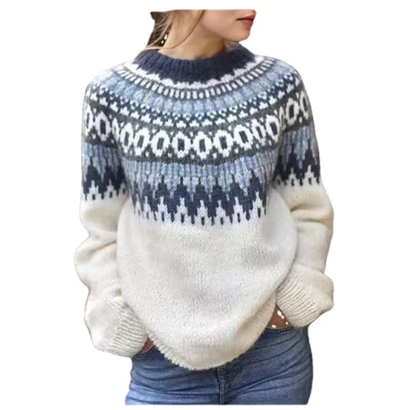 Retro Fall Knit British Crew Neck Striped Pullover Sweaters