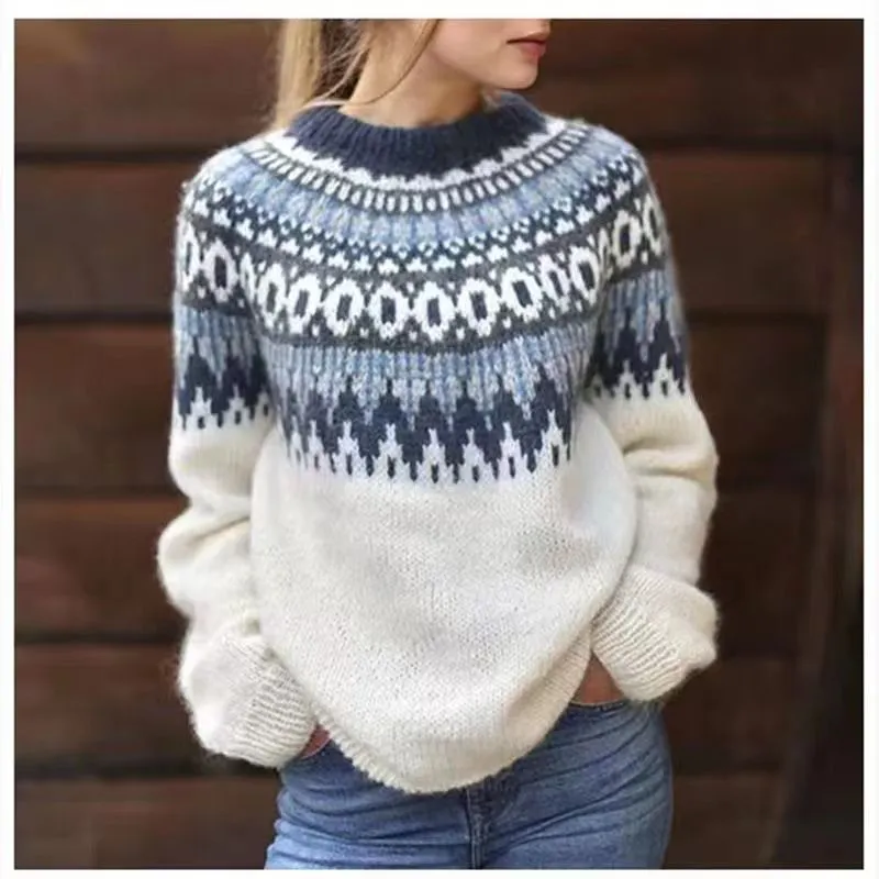 Retro Fall Knit British Crew Neck Striped Pullover Sweaters