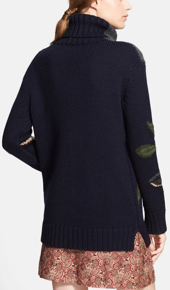 'Rianna' Embroidered Oversize Turtleneck Sweater