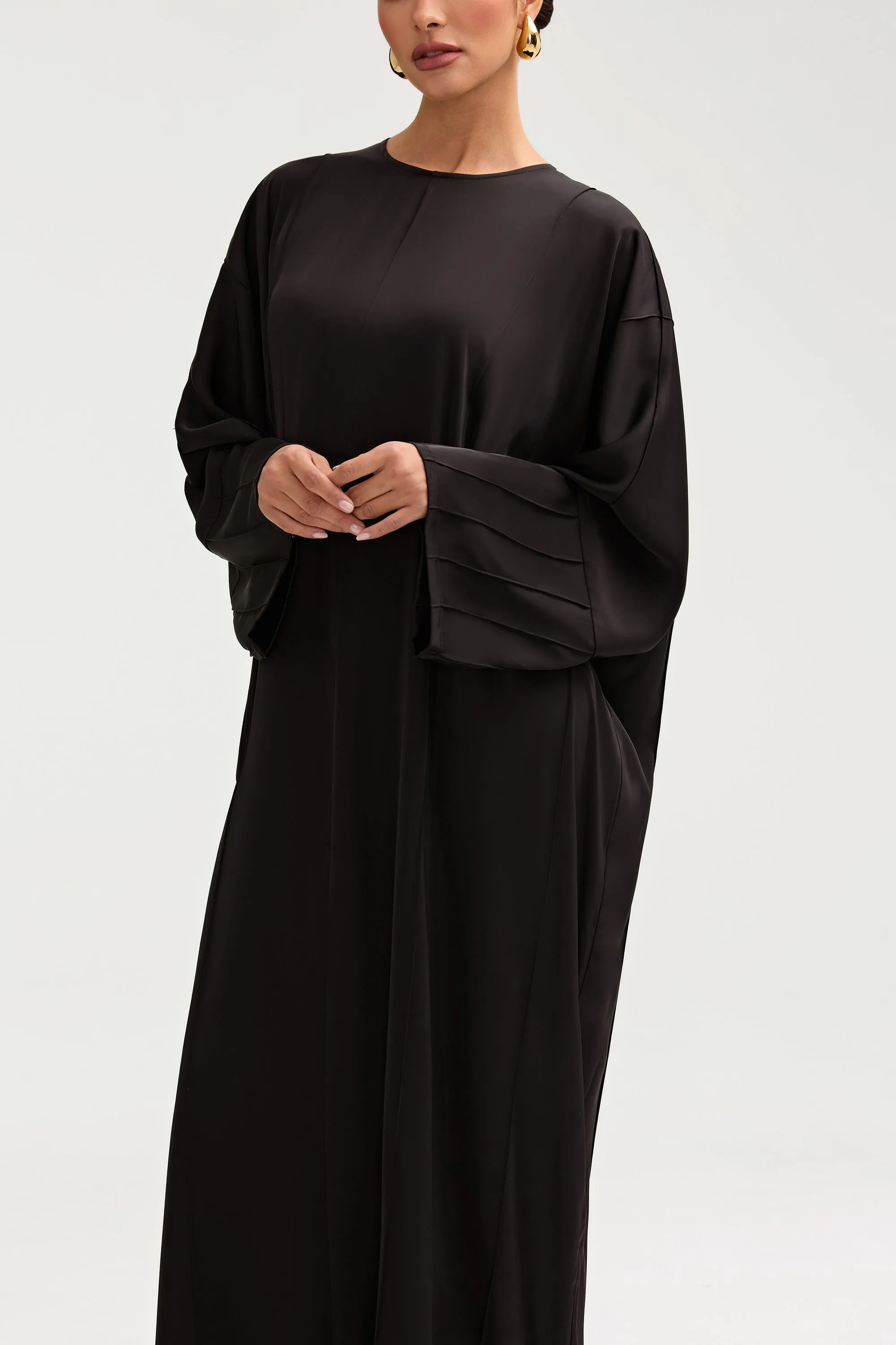 Sidrah Satin Kaftan - Black