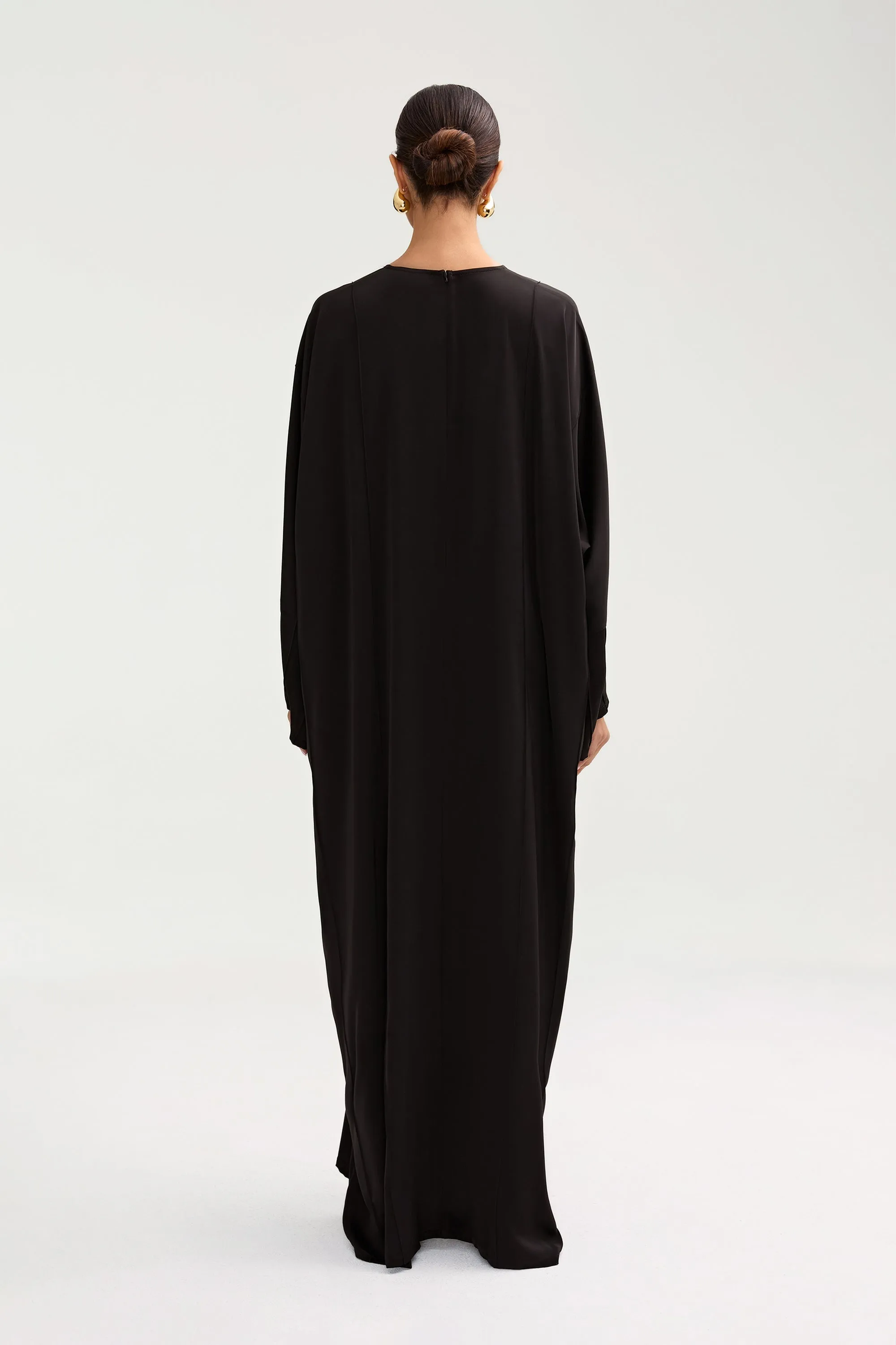 Sidrah Satin Kaftan - Black