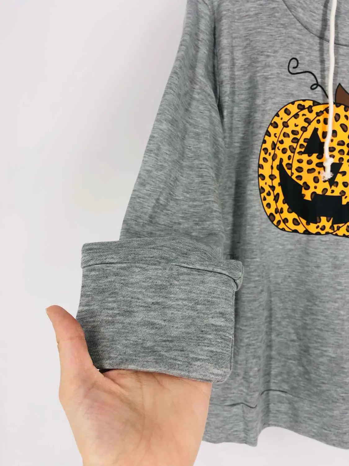 Size L Gray/Orange Pumpkin Animal Print Jackets Hoodie