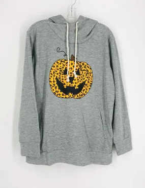 Size L Gray/Orange Pumpkin Animal Print Jackets Hoodie