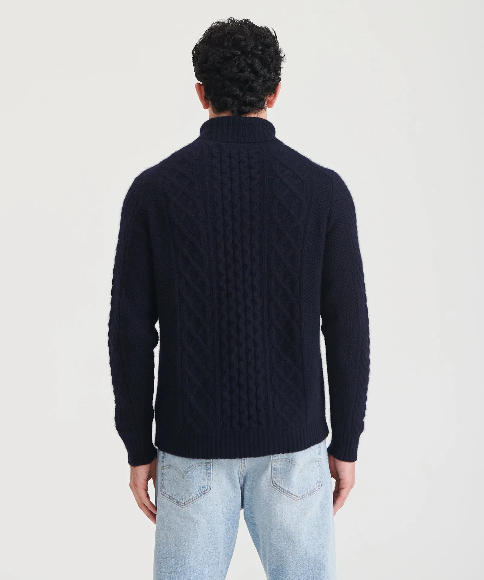 Super Luxe Cashmere Fisherman Cable Turtleneck