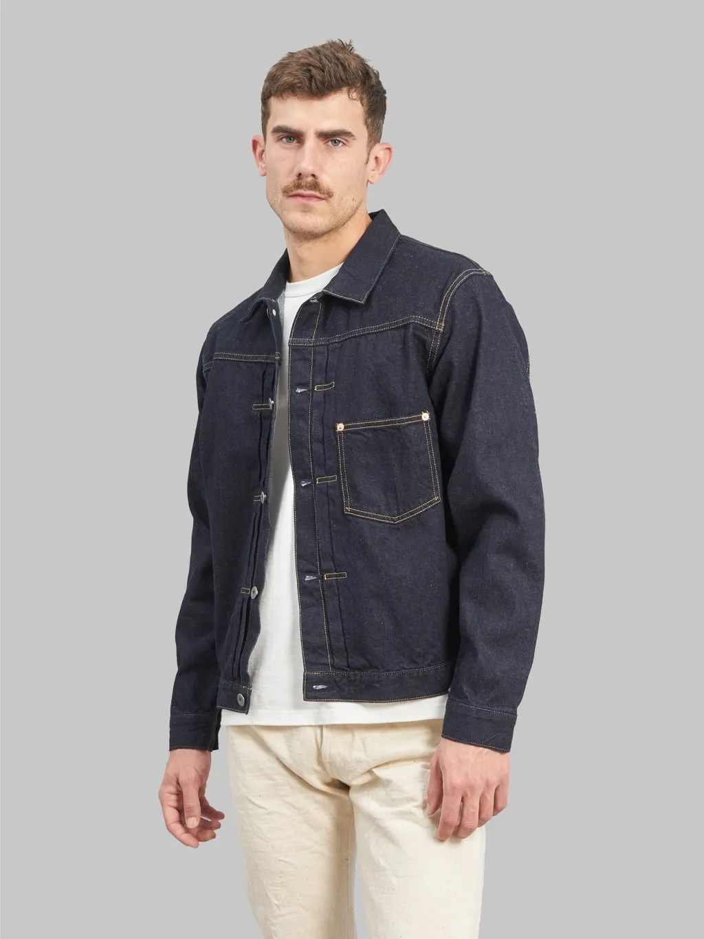 Premium Flat Head 12oz Denim Jacket for Men - Classic 40s Style