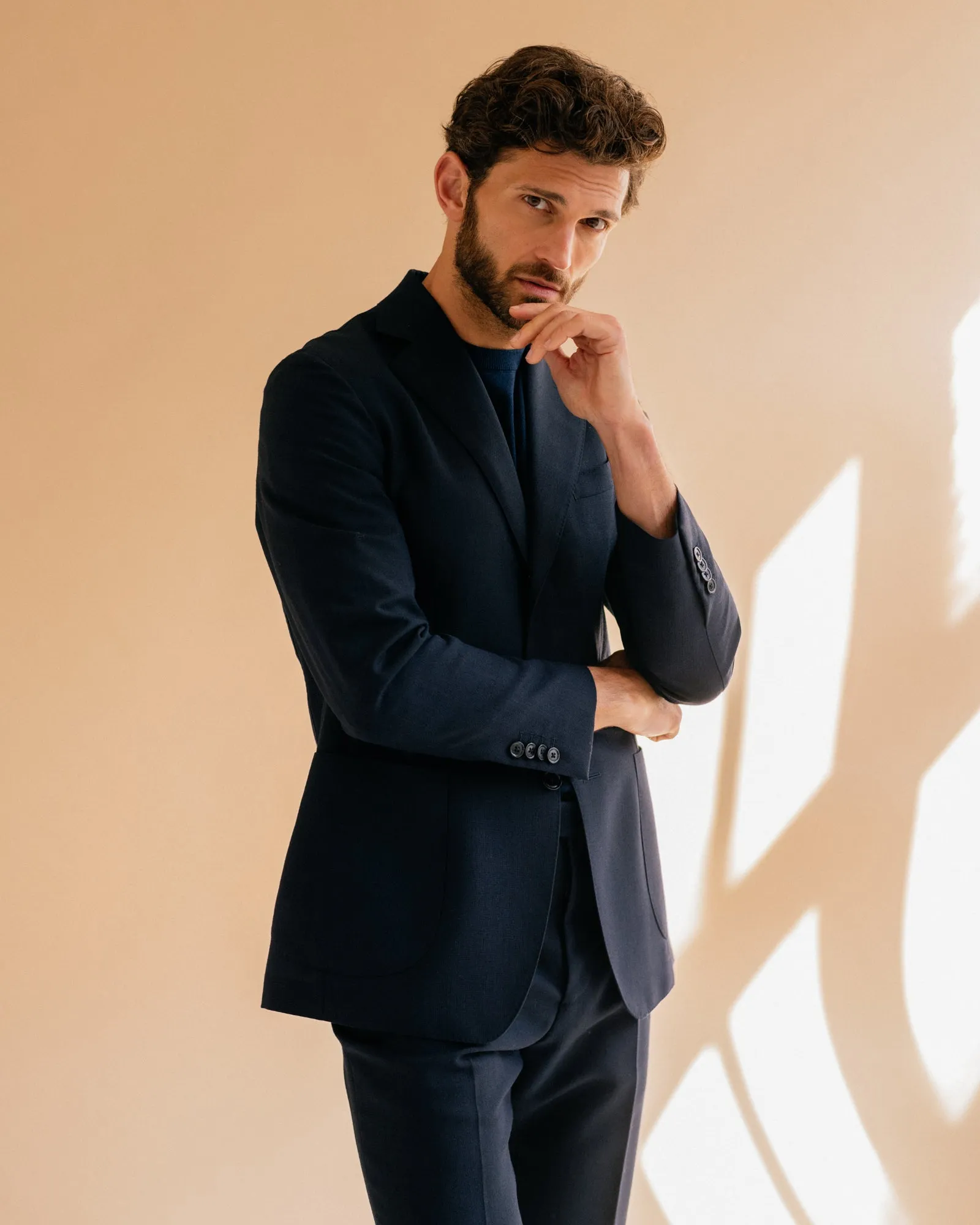 Trunk Wigmore Wool Fresco Suit Jacket: Navy