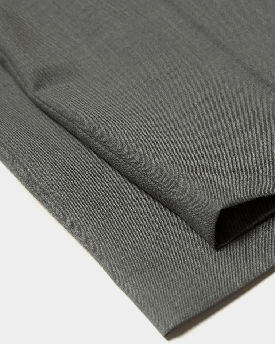 Worsted Wool Trousers-Grey