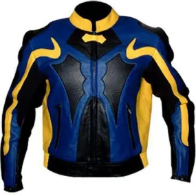 Yellow and blue motorycle jacket with armor protection